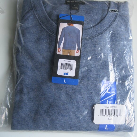 Banana Republic Men’s Waffle Crew neck pull over Sweater blue  Large (0606) - Picture 15 of 15